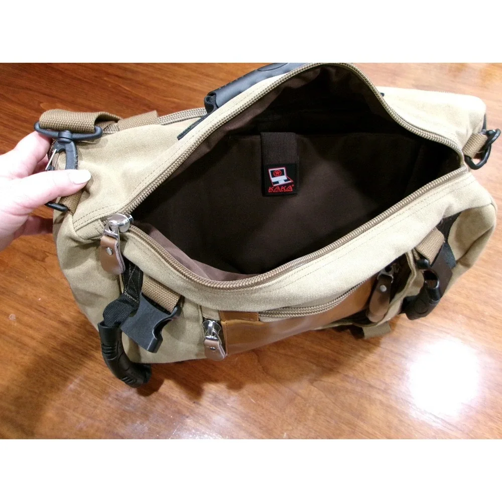 Kaka Convertible Laptop Backpack Messenger Bag Khaki Canvas‎ Tactical Travel Bag